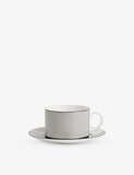 Wedgwood Vera Wang Luxe Graphite bone-china teacup set, imported from the UK