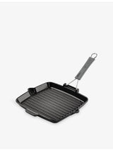selfridges Staub Square Cast-Iron Grill Pan with Pouring Spout 24cm- Buy online at McGrocer