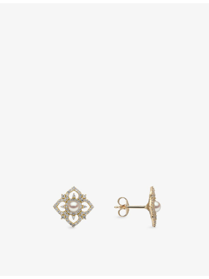 Yoko London Petal 18ct gold diamond and Akoya pearl earrings (British brand)
