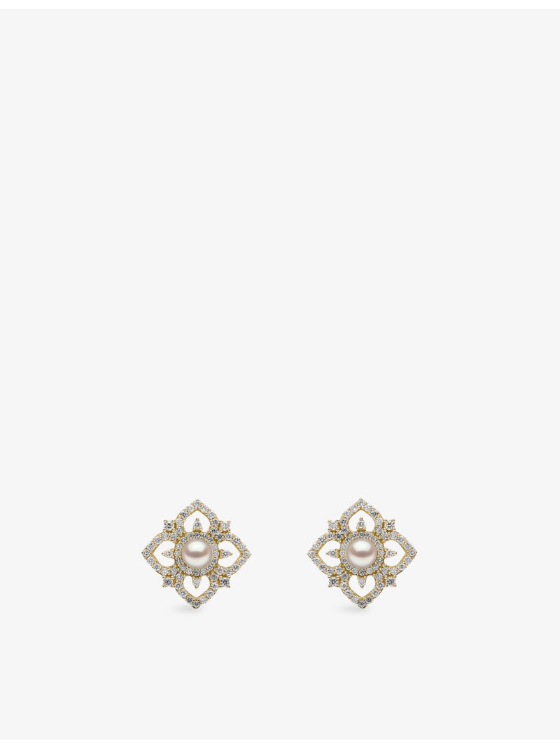 Yoko London Petal 18ct gold diamond and Akoya pearl earrings (British brand)