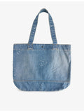 Carhartt WIP logo-patch paint-splatter denim tote, imported from the UK