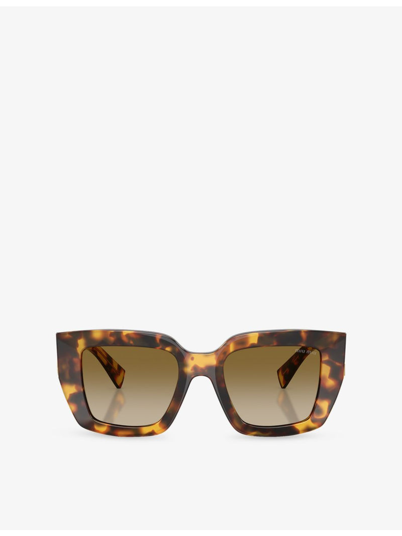 Miu Miu square-frame acetate tortoiseshell sunglasses, imported from the UK