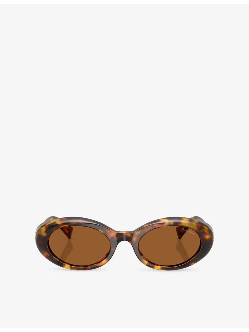 Miu Miu oval-frame acetate sunglasses in tortoiseshell - British product