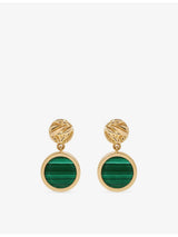 selfridges Astley Clarke Terra 18ct Yellow Gold Plated Sterling Silver Malachite Drop Earrings- Buy online at McGrocer