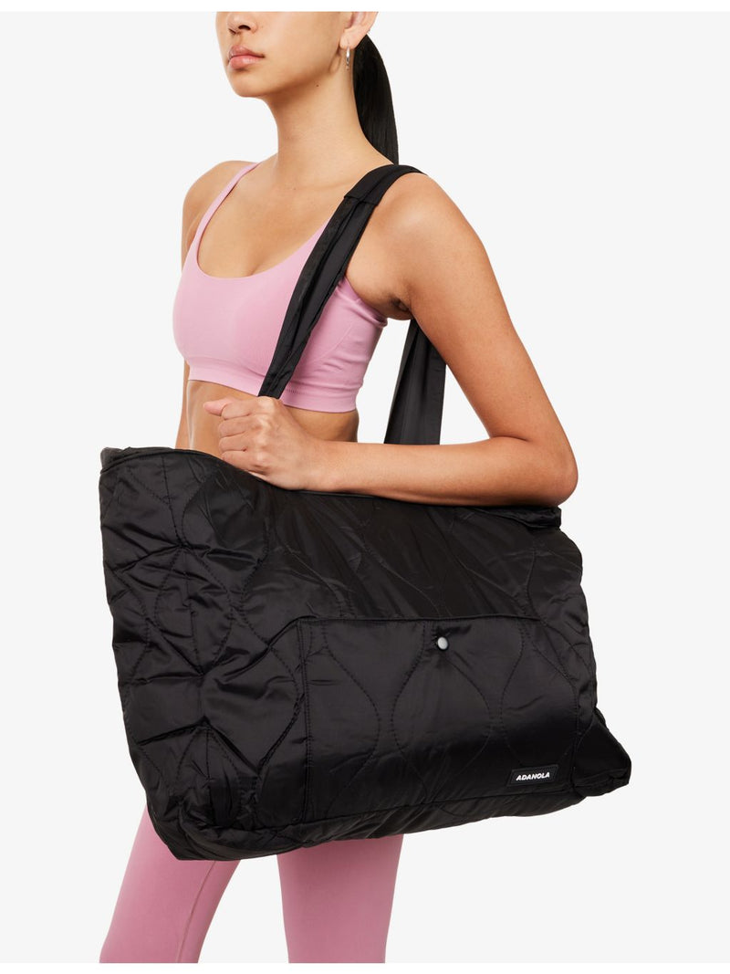 Adanola quilted tote bag with logo patch, imported from the UK