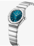 Omega Constellation stainless steel quartz watch 28mm peacock blue dial (British brand)