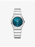 Omega Constellation stainless steel quartz watch 28mm peacock blue dial (British brand)