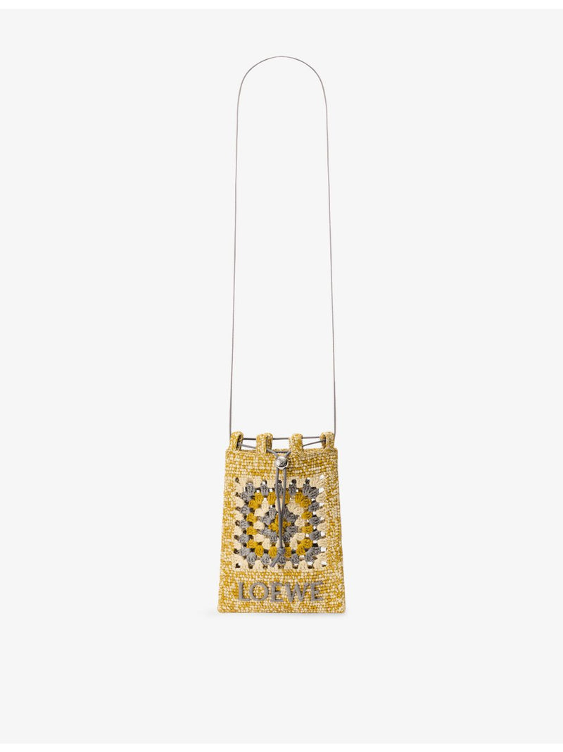 Loewe raffia crochet cross-body bag 21cm (British brand)