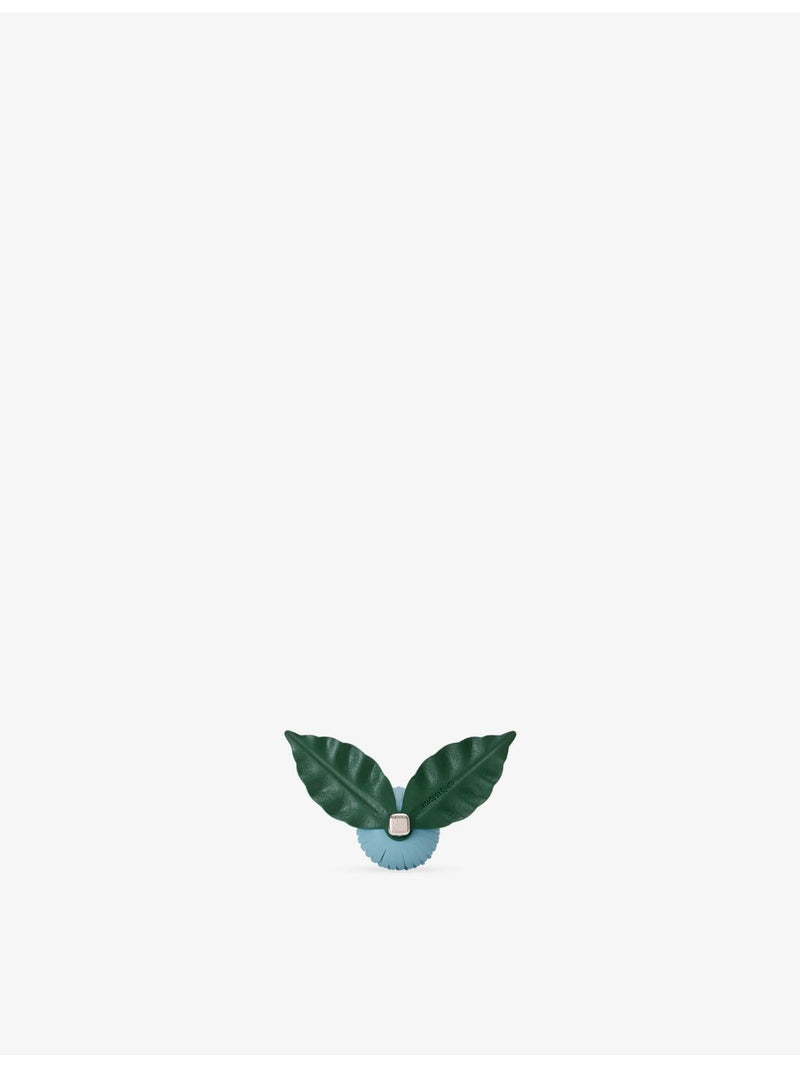 Loewe flower pistil leather pin with silver hardware (British brand)