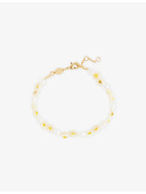 selfridges ANNI LU Daisy Flower 18ct Gold-Plated Brass and Glass Bead Bracelet 16-18.5cm- Buy online at McGrocer