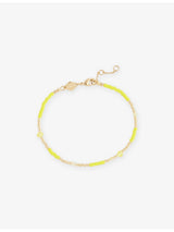 selfridges ANNI LU Clemence 18ct Gold-Plated Brass and Jade Glass Bead Bracelet, 16.5-18.5cm- Buy online at McGrocer