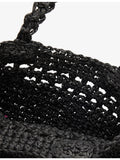 Damson Madder raffia bag with tulip motif, 20cm tall (British brand)