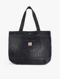 Carhartt WIP paint-splatter denim tote bag, imported from the UK