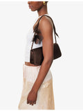 Cult Gaia Cosette satin shoulder bag with floral appliqué, UK version