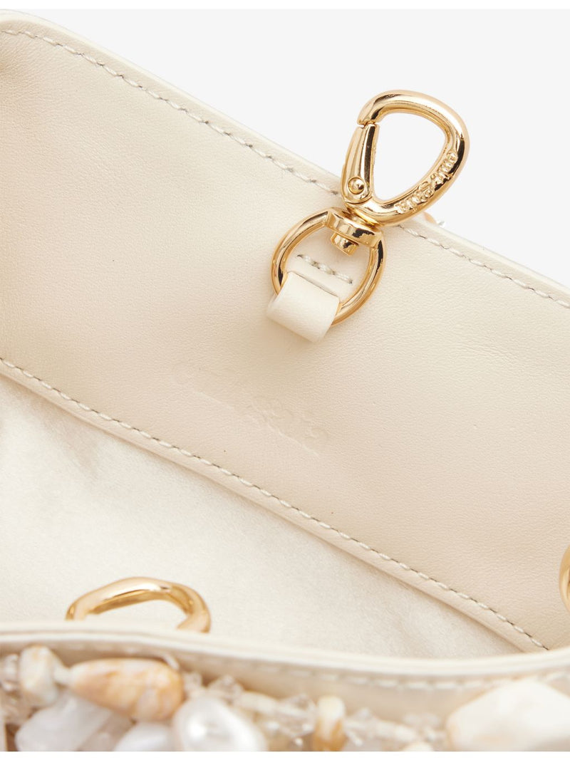 Cult Gaia Solene beaded satin mini clutch bag (British brand)