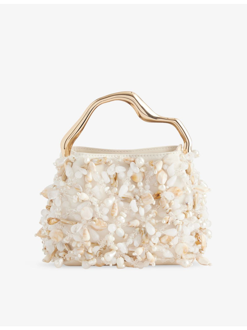 Cult Gaia Solene beaded satin mini clutch bag (British brand)