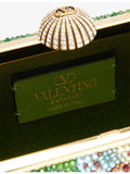Valentino Garavani flower bead-embellished leather clutch bag, UK version
