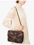 Valentino Garavani Djuna striped suede medium shoulder bag, imported from the UK