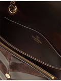 Valentino Garavani Djuna striped suede medium shoulder bag, imported from the UK