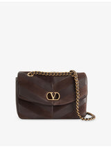 selfridges Valentino Garavani Djuna Striped Medium Suede Shoulder Bag- Buy online at McGrocer