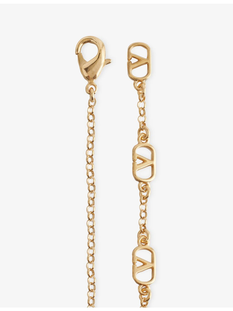 Valentino Garavani Ovalette brass necklace with VL logo pendant, UK version