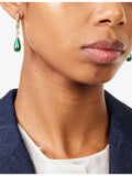 Valentino Garavani drop earrings with green stone, polished brass - British product