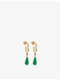 Valentino Garavani drop earrings with green stone, polished brass - British product