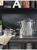 Zwilling J.A Henckels five-piece stainless steel pot set, imported from the UK