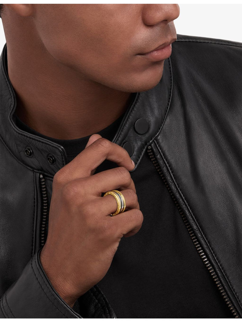 Bvlgari B.zero1 18ct yellow gold and stainless steel two-band ring, UK version