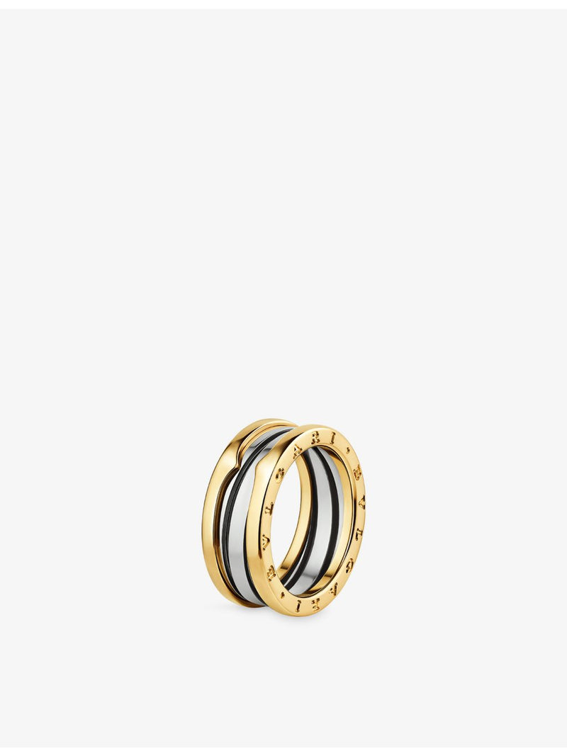 Bvlgari B.zero1 18ct yellow gold and stainless steel two-band ring, UK version