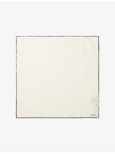 selfridges Tom Ford Contrast-Border Logo Silk Pocket Square- Buy online at McGrocer