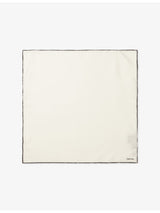 selfridges Tom Ford Contrast-Border Logo Silk Pocket Square- Buy online at McGrocer