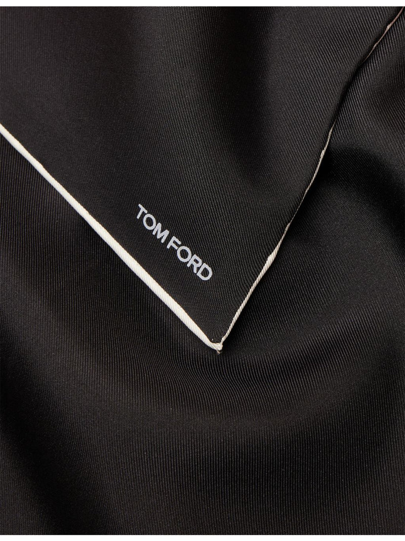 Tom Ford contrast-border logo silk pocket square (British brand)
