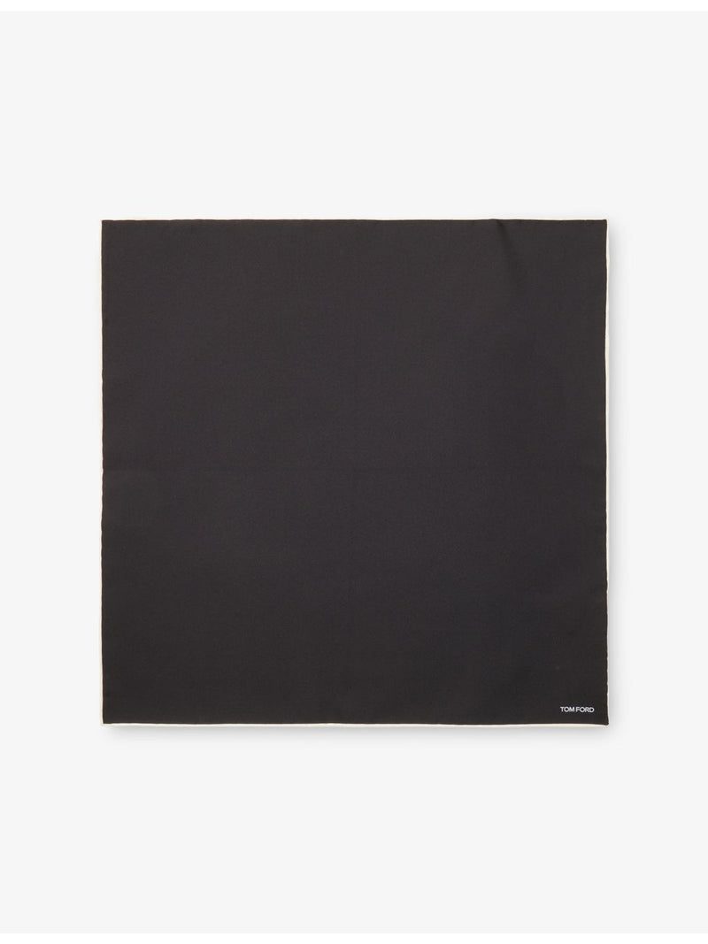Tom Ford contrast-border logo silk pocket square (British brand)