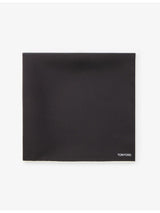 selfridges Tom Ford Contrast Border Logo Silk Pocket Square- Buy online at McGrocer