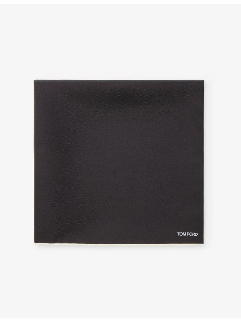 Tom Ford contrast-border logo silk pocket square (British brand)