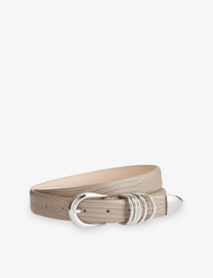 Hollyhock Lizard Embossed Leather Belt