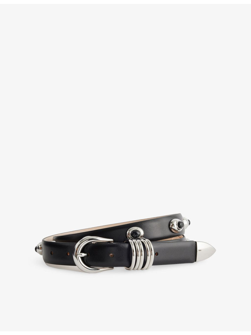 Hollyhock stone-embellished leather belt 99cm (British brand)