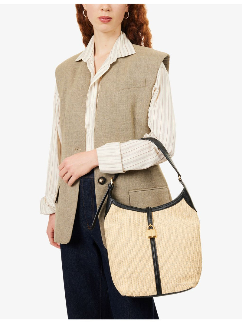 Demellier Siena raffia shoulder bag, imported from the UK