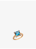 La Maison Couture blue topaz diamond ring 14ct rose gold, UK version