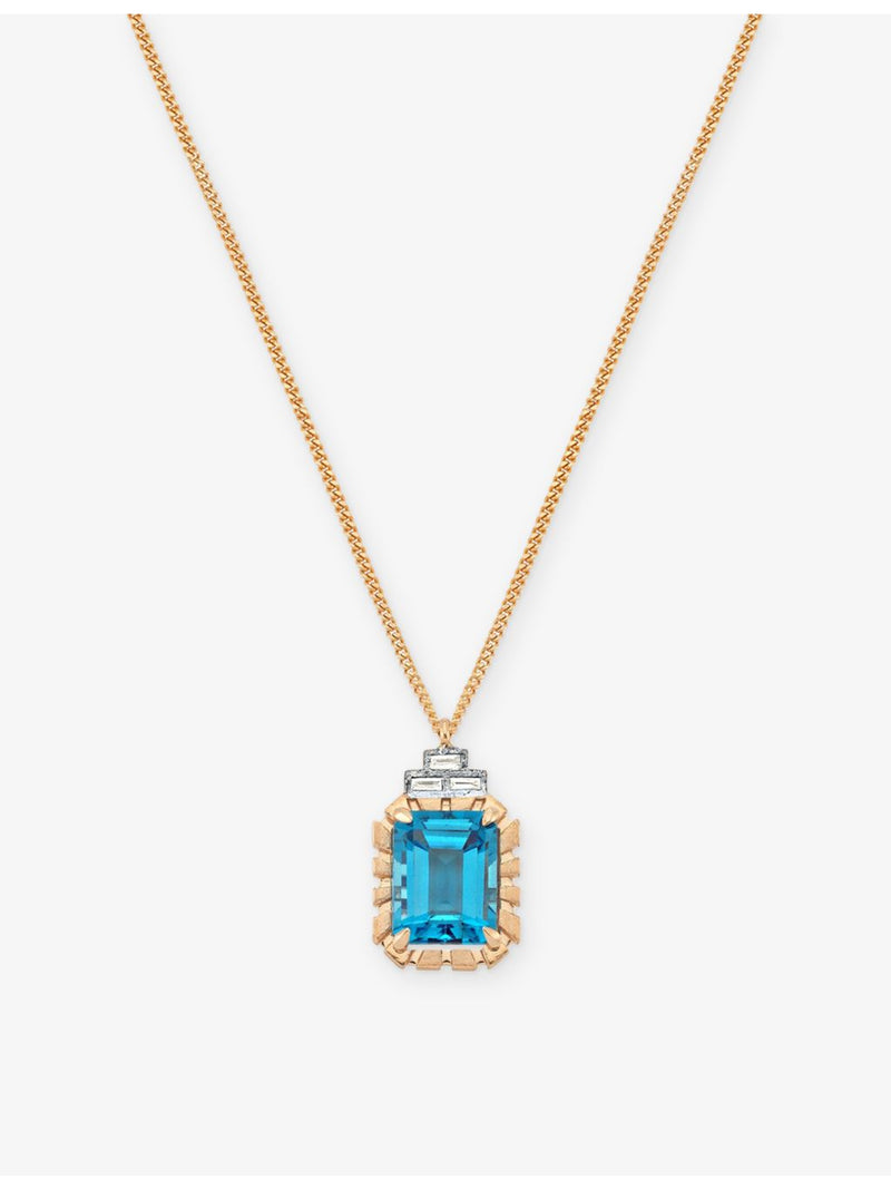 La Maison Couture blue topaz and diamond necklace, imported from the UK
