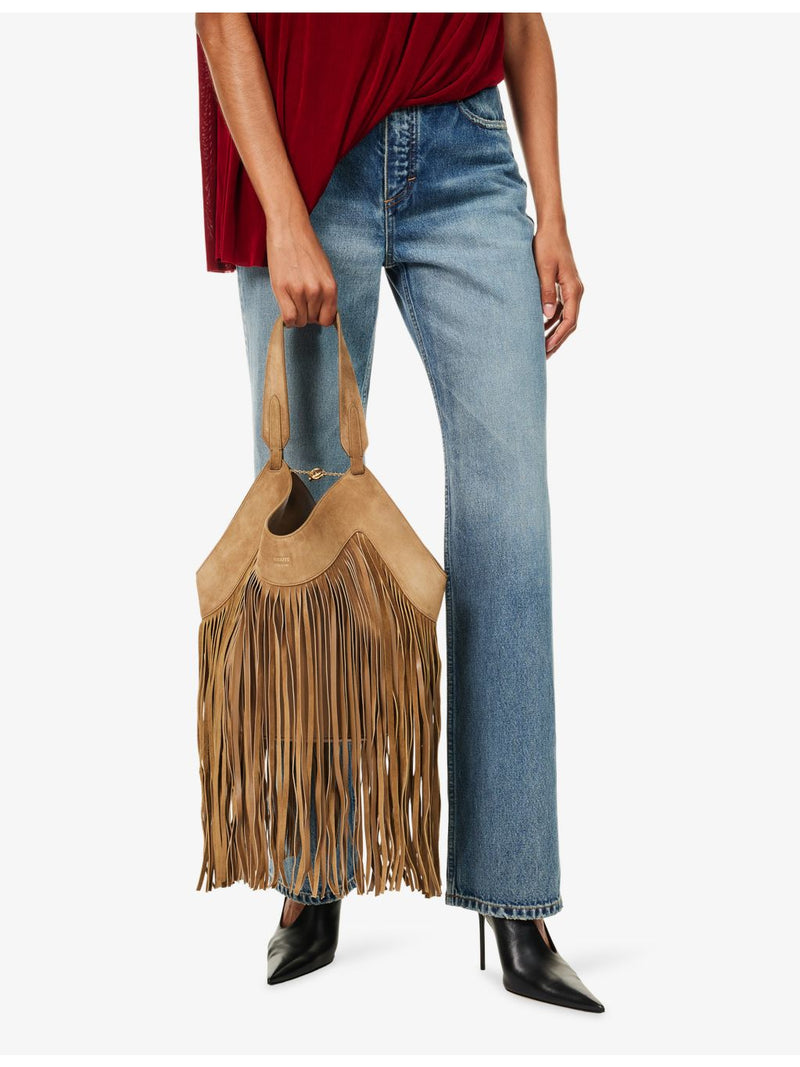 KHAITE Lotus small fringed suede tote bag - British product