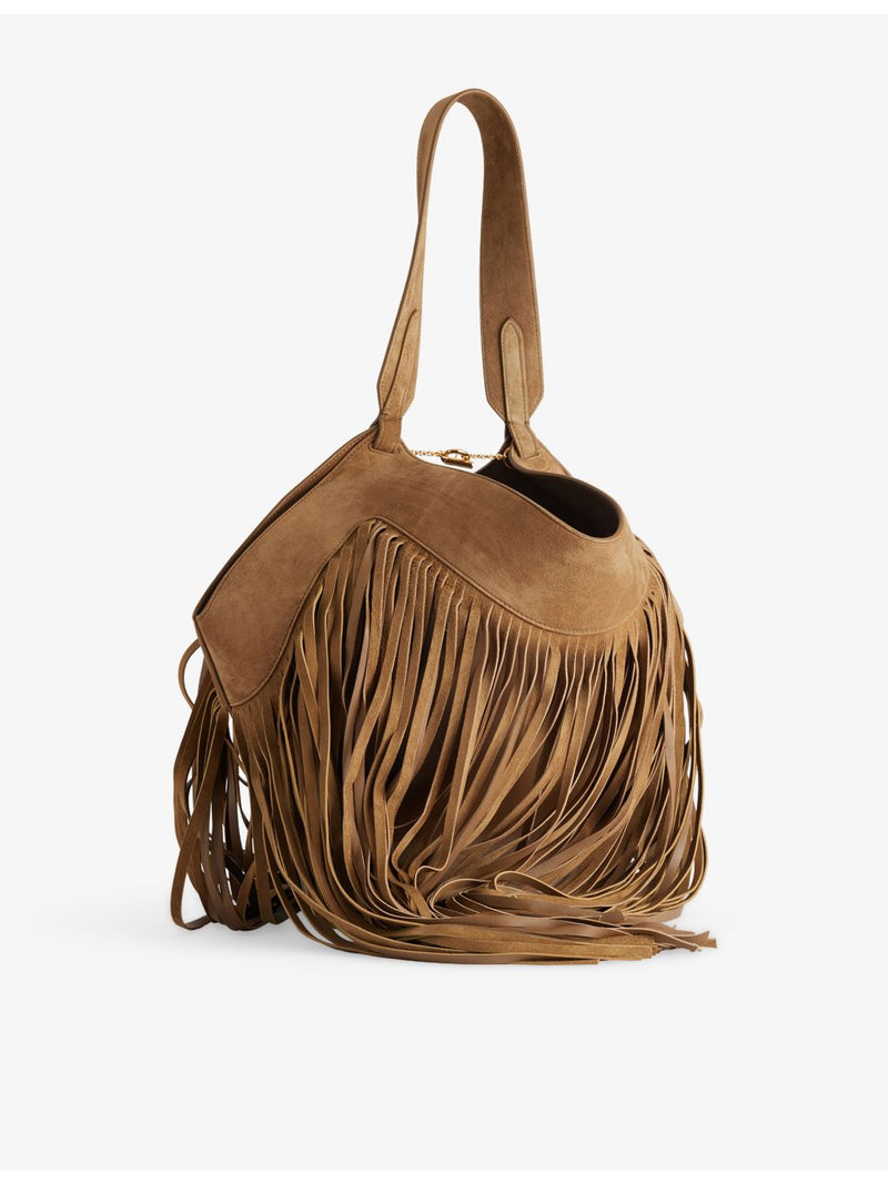 KHAITE Lotus small fringed suede tote bag - British product