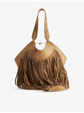 KHAITE Lotus small fringed suede tote bag - British product