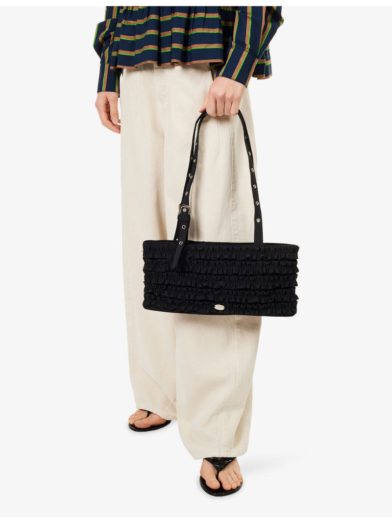 Damson Madder Sophia ruffle woven shoulder bag (British brand)