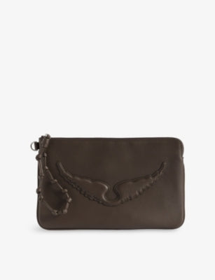 Zadig&Voltaire leather pouch angel embossed 28x17cm, UK version