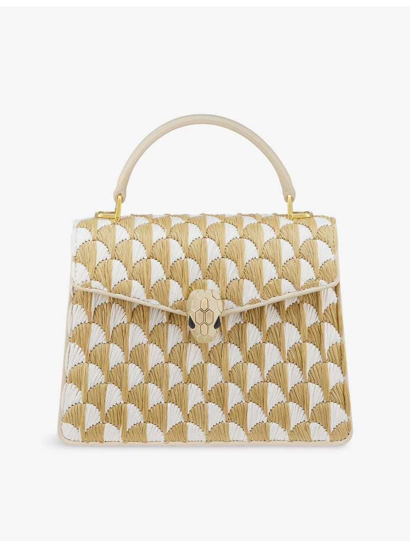 Bvlgari Serpenti Forever raffia top-handle bag medium, UK version