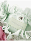 Self Portrait satin pouch bag with 3D flower motif, UK version