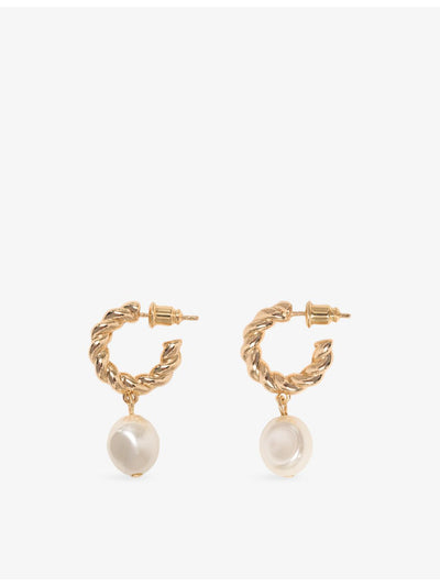 selfridges Maje Twisted Bead Brass Hoop Earrings- Buy online at McGrocer