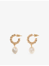 selfridges Maje Twisted Bead Brass Hoop Earrings- Buy online at McGrocer